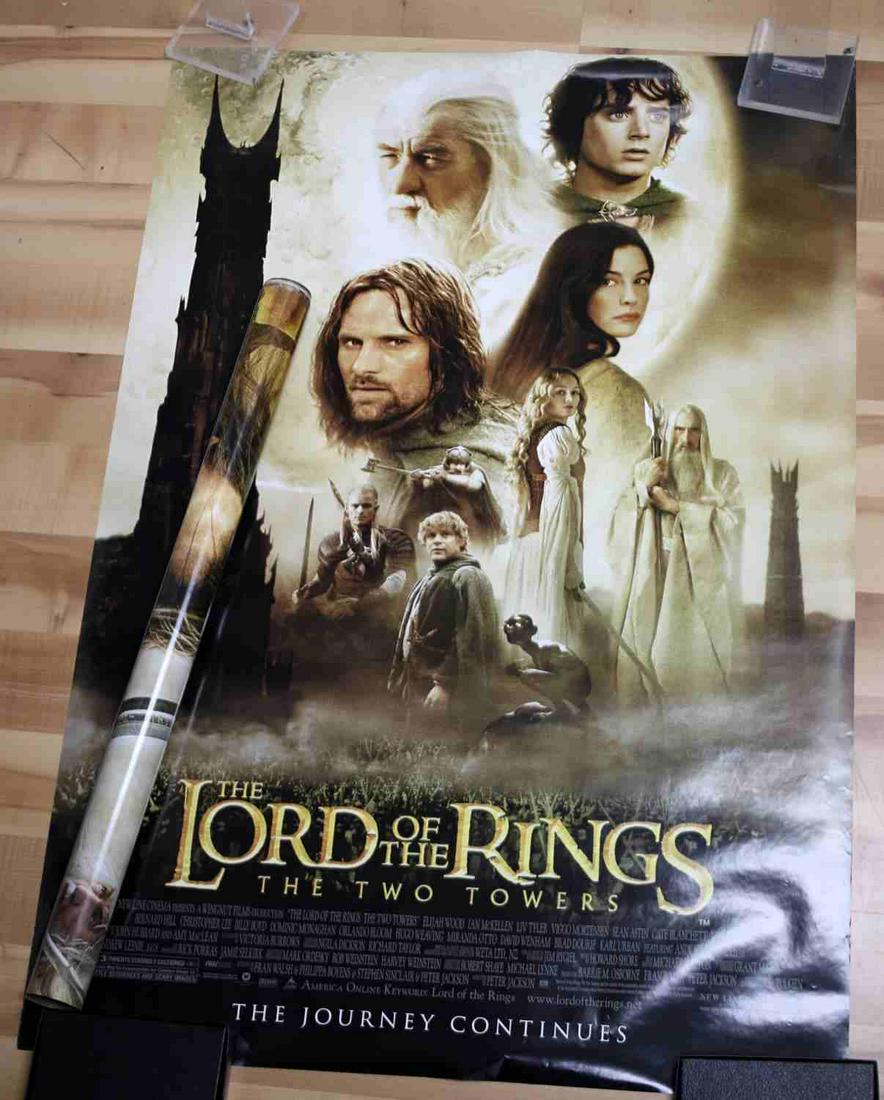 LORD OF THE RINGS DUAL SIDE MOVIE POSTER LOT OF 3: Lord of The Rings Dual Sided Movie Poster Lot of 3. The lot includes double sided posters of The Fellowship of The Ring, The Two Towers and The Return of The King. The posters measure 41 by 27 inches.