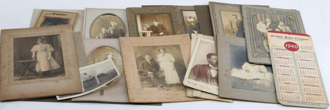 WWI MISSOURI VETERAN PHOTOGRAPH & EPHEMERA LOT: Leon Spain of Cape Girardeau, Mo. In Doughboy uniform and post war family photographs and ephemera.
