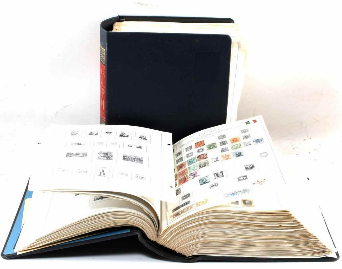 TWO MASTER GLOBAL STAMP ALBUMS INTERNATIONAL: Lot of 2 "Master Global Stamp Albums" from Minkus Publications sparsely filled with both cancelled and mint, non-hinged stamps that were issued by all the countries in the world that existed during th