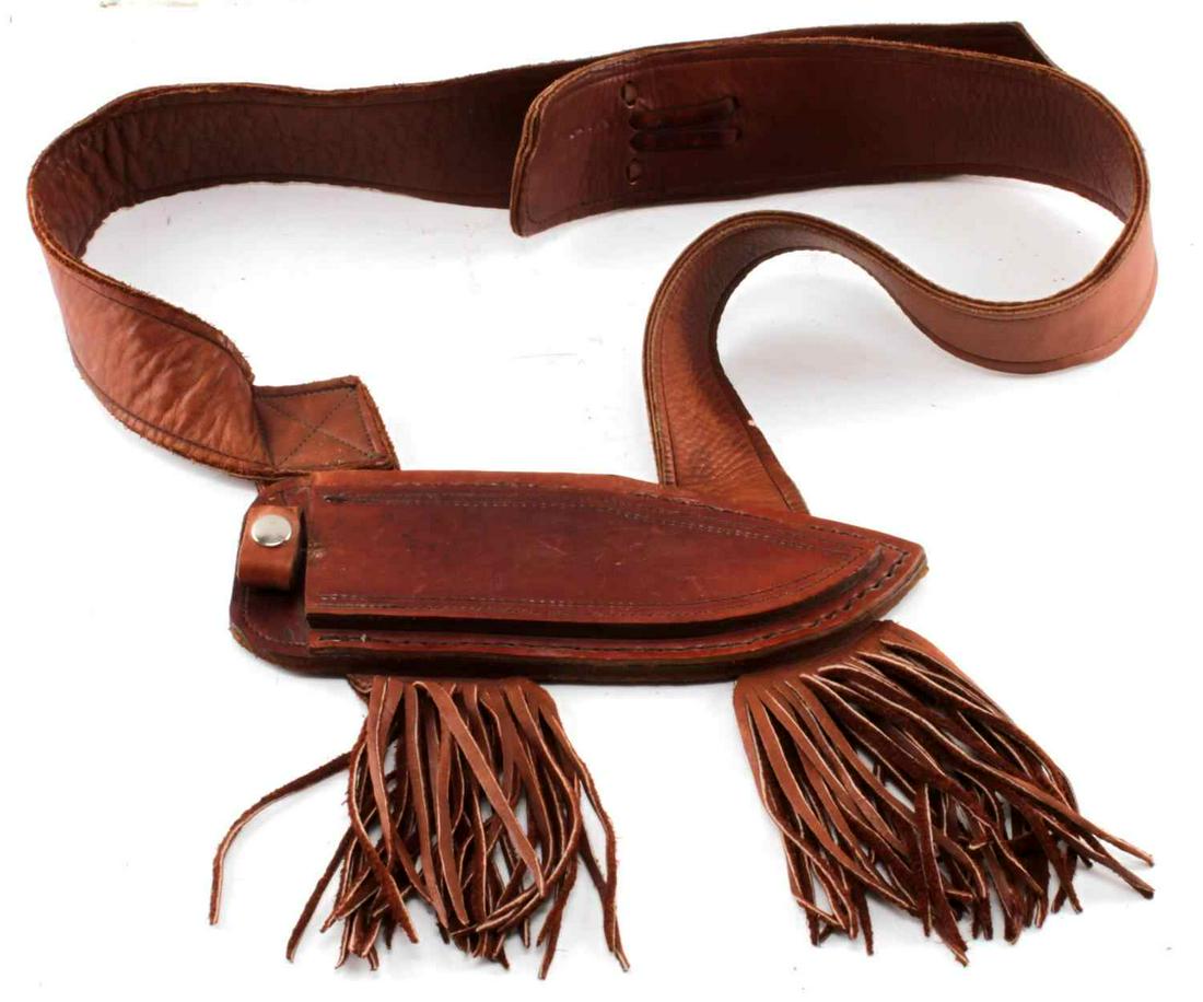 WESTERN LEATHER SLING BOWIE KNIFE SHEATH FRINGE Mar 24, 2020