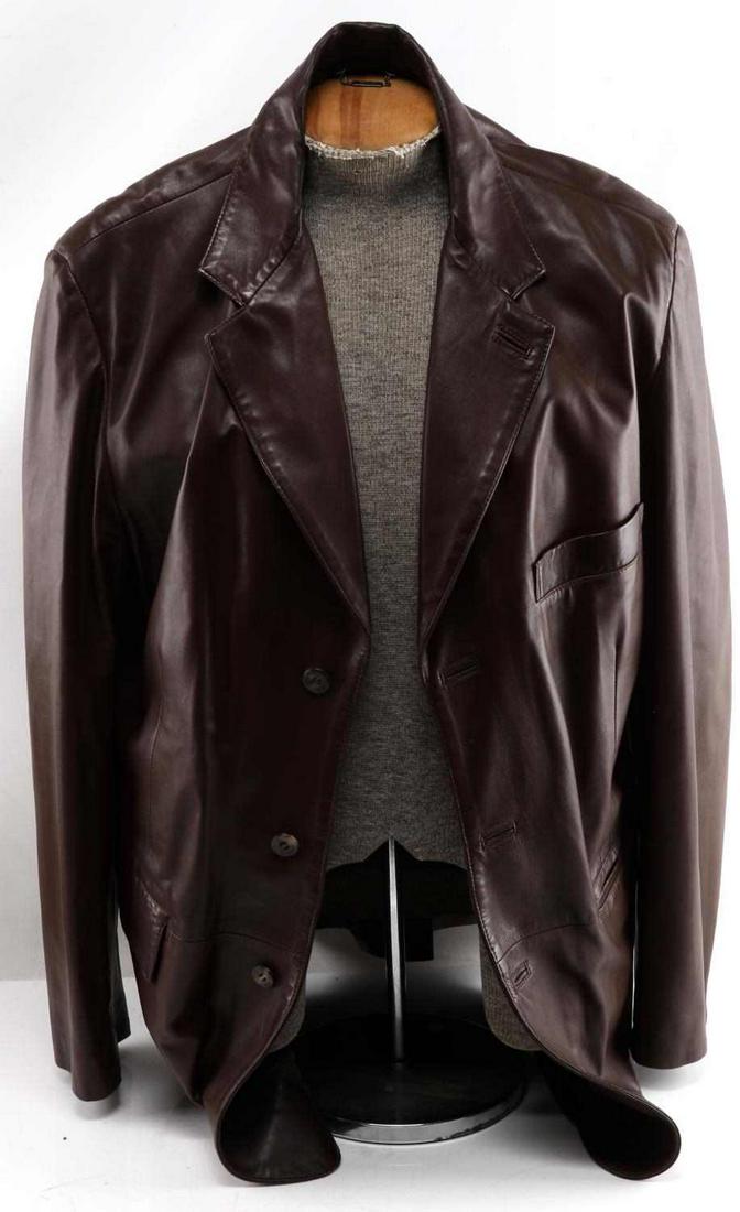 SALVATORE FERRAGAMO MENS LEATHER BLAZER COAT: Like new, Euro 56 US about 44, new condition.