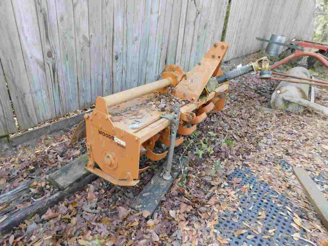 WOODS GT60 TILLER MOWER TRACTOR ATTACHMENT 2000: Woods GT60 tiller, made in 2000. LOCAL PICK UP ONLY. SOPCHOPPY, FL.
