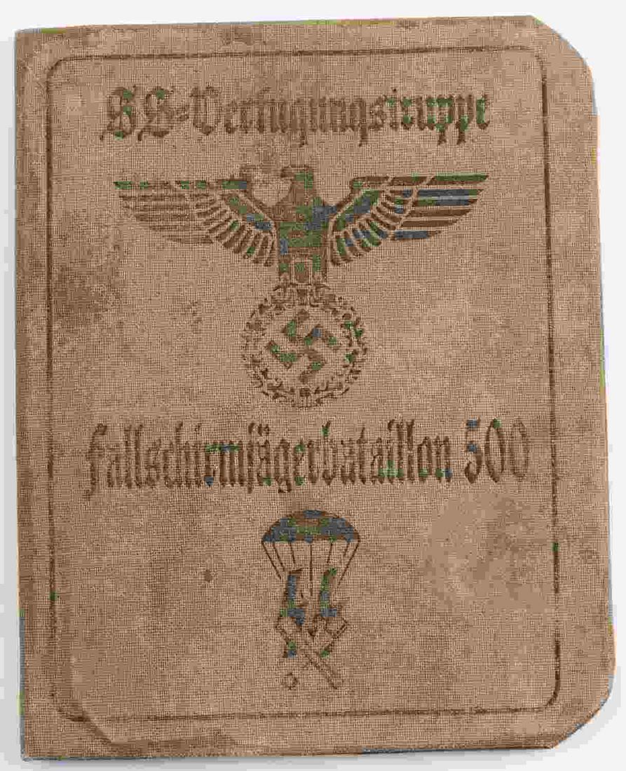 WWII GERMAN AUSWEIS WAFFEN SS PARATROOPER ID: German WWII Ausweis (ID) of a Waffen SS Paratrooper. Unauthenticated, sold as is. This lot has a reserve.