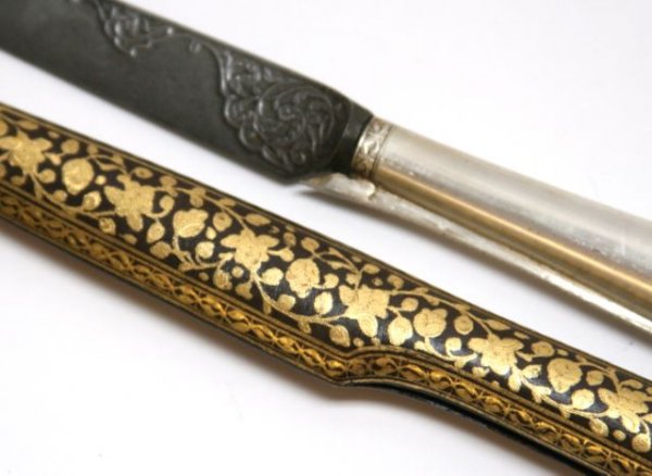 JEWELED PERSIAN KARD DAGGER DIAMOND RUBY EMERALD JADE  - 2