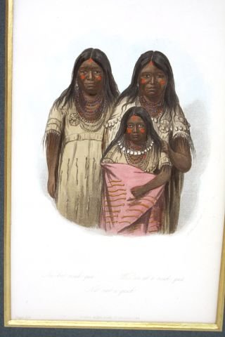 CATLIN HAND COLORED PORTRAIT OF A TRIBAL FAMILY - 2