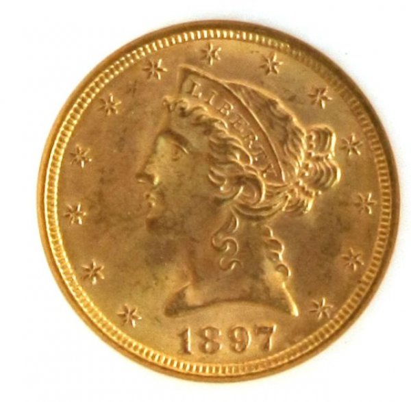 $5 LIBERTY GOLD COIN 1897 NGC MS64 - 2