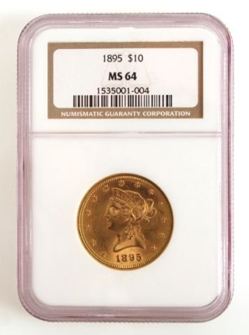 $10 LIBERTY GOLD COIN 1895 NGC MS64