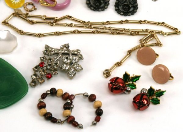 VINTAGE COSTUME JEWELRY EARRINGS BROOCH PENDANT - 5