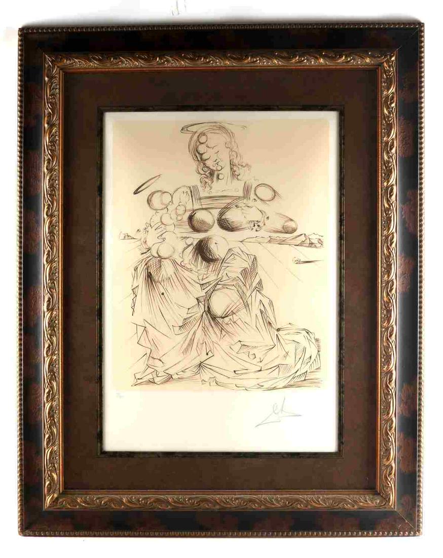 HAND SIGNED SALVADOR DALI LITHOGRAPH W COA: Albert Field authenticated Salvador Dali Lithograph on archival paper with original pencil signed signature. Title: Disintegrating Mother and Child. Height 43 inches, width 34 inches. Professionally f