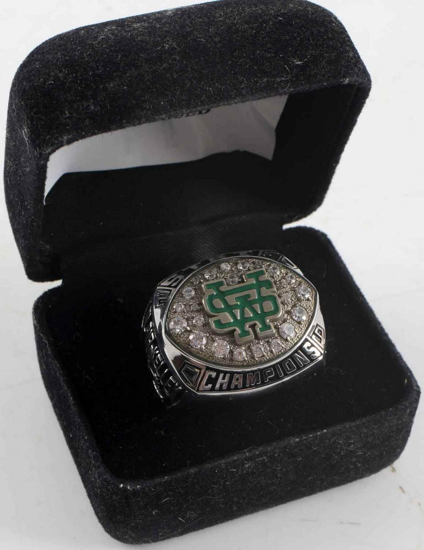 TENNESSEE 2009 STATE CHAMPIONSHIP FOOTBALL RING: This is believed to be the match between 6A White Station and Maryville, the Spartans 37 to 27, the ring is made by Mayer and is Titanium, size 11. Very good original condition.