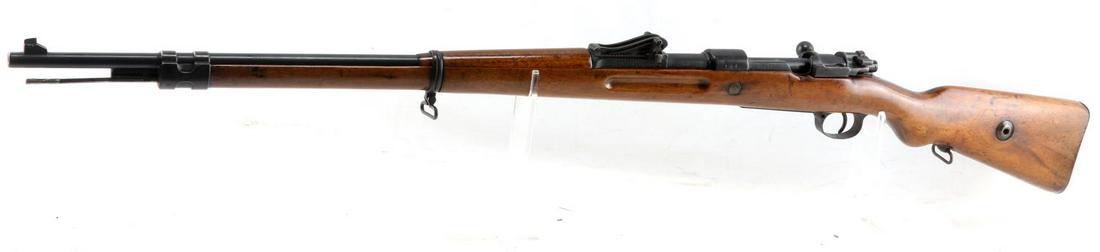 GERMAN MAUSER GEW 98 BOLT ACTION RIFLE 8 MM: Blued steel, Waffenfabrik Mauser A-G Oberndorf A/N 1916 marked to top of chamber, Gew. 98 and serial number marked to left side, import mark (CAI 8mm Turkey) to right side, 30 inch barrel with good cl