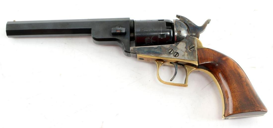 ITALIAN COLT REP 30 CALIBER PERCUSSION REVOLVER: Italian Colt Replica .30 Caliber Percussion Revolver. Engraved cylinder. S/N of 347, numbers matching. Bore looks to be in good shape. Trigger in functioning order. Makers mark of "PN" and "XIX". Slig