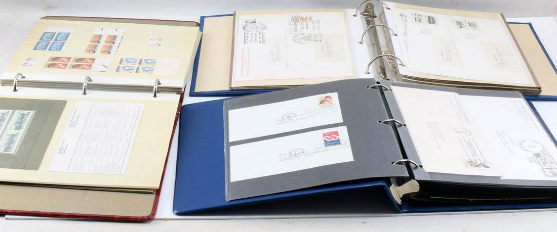 US POSTAGE FIRST DAY ISSUES & MINT NON HINGED: Lot of 2 postage albums containing cancelled first day issues from the Motor Vehicle Manufacturer's Association, from the year 1983. One album of mint non-hinged stamps with a face value total of appr
