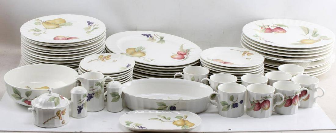 MIKASA MAXIMA CAJO BELLE TERRE DINNERWARE FLORAL: One lot of Mikasa Maxima Cajos Belle Terre freezer to oven, microwave and dishwasher safe dinnerware, designed in Japan, including: 11 pasta plates, 11 salad plates, 16 dinner plates, 8 serving plates