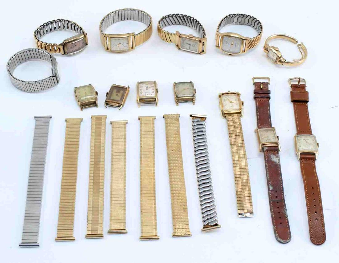 LOT OF 12 VINTAGE LADIES & MENS WRISTWATCH: All but one of the watches start and run on there own, includes one ladies Benrus, the one not starting is unknown maker, rest include Elgin including Lord Elgin, 3 other Elgin, a National, Bulova, al