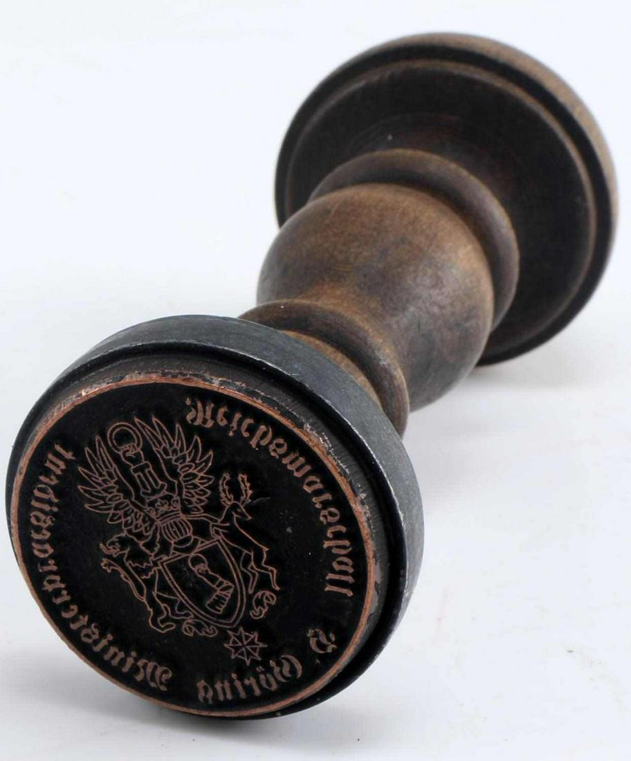 WWII THIRD REICH GERMANY HERMANN GOERING STAMP: Wooden rubber stamp that would have been utilized by Hermann Goering, in good condition. Unauthenticated, sold as is. This lot has a reserve.