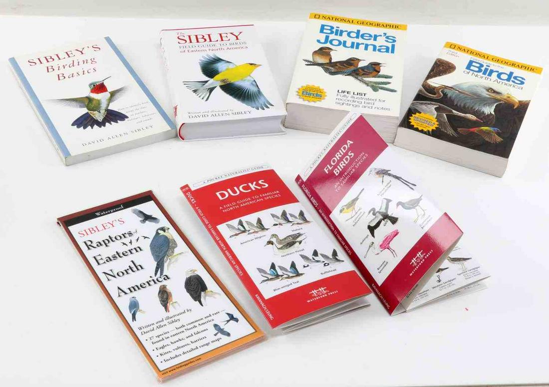 NATIONAL GEOGRAPHIC & SIBLEYS BIRDING GUIDES BOOKS: Includes: Sibley's Birding Basics, The Sibley Field Guide to Birds of Eastern North America, Nat'l Geo Birder's Journal, Nat'l Geo Field Guide to the Birds of North America, and three pamphlets. Very