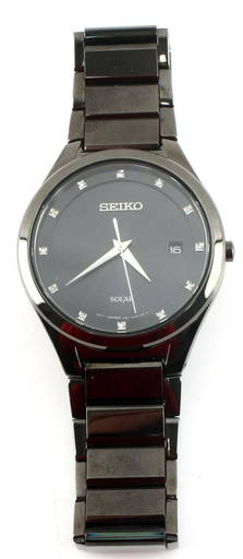 Seiko Solar V157 0ap0 Stainless Steel Wrist Watch