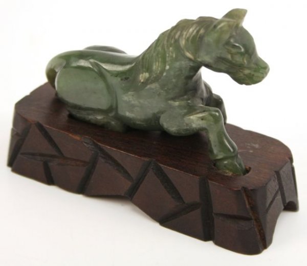 ANTIQUE CARVED JADE HORSE - 2