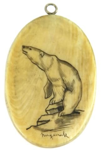WALRUS TUSK SCRIMSHAW PENDANT