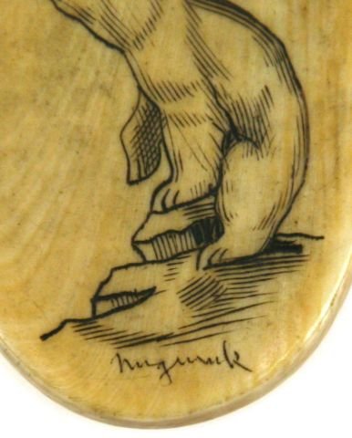 WALRUS TUSK SCRIMSHAW PENDANT - 3