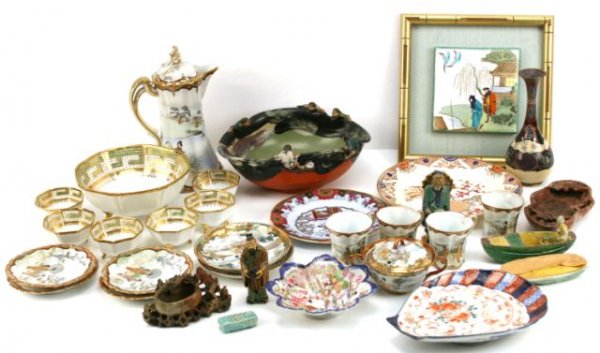 ASIAN CHINA SERVING PIECES PITCHER BOWLS CUPS