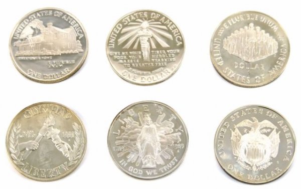 US MINT SILVER COMMEMORATIVE PROOF DOLLAR LOT - 2