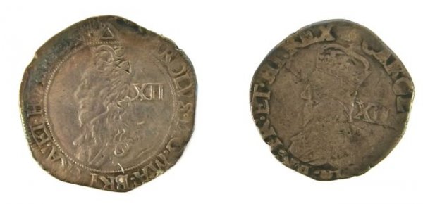 HAMMERED SILVER SHILLING LOT OF 2 CHARLES I 1639