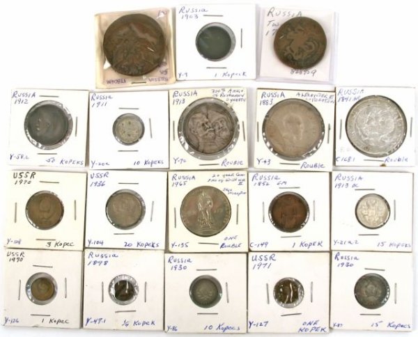 RUSSIA COIN COLLECTION KOPEK ROUBLE 1765 TO 1971
