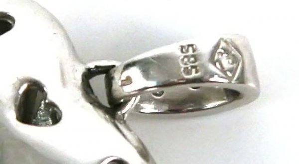 LADIES 14K WHITE GOLD DIAMOND HEART LOVE PENDANT - 3