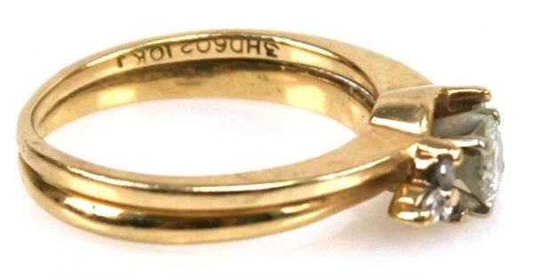 14K YELLOW GOLD ENGAGEMENT RING SET - 2