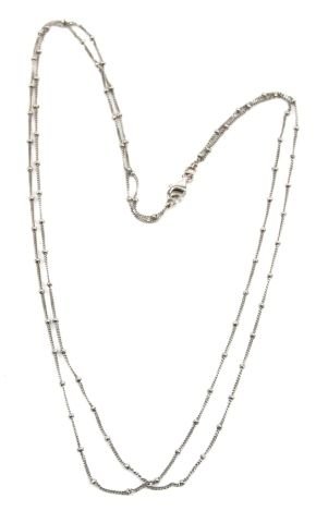 LADIES DOUBLE STRAND WHITE GOLD 18" NECKLACE