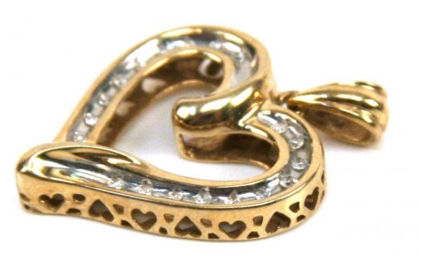 DIAMOND HEART PENDANDANT 10K WHITE AND YELLOW GOLD - 2