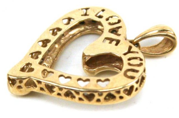 DIAMOND HEART PENDANDANT 10K WHITE AND YELLOW GOLD - 3