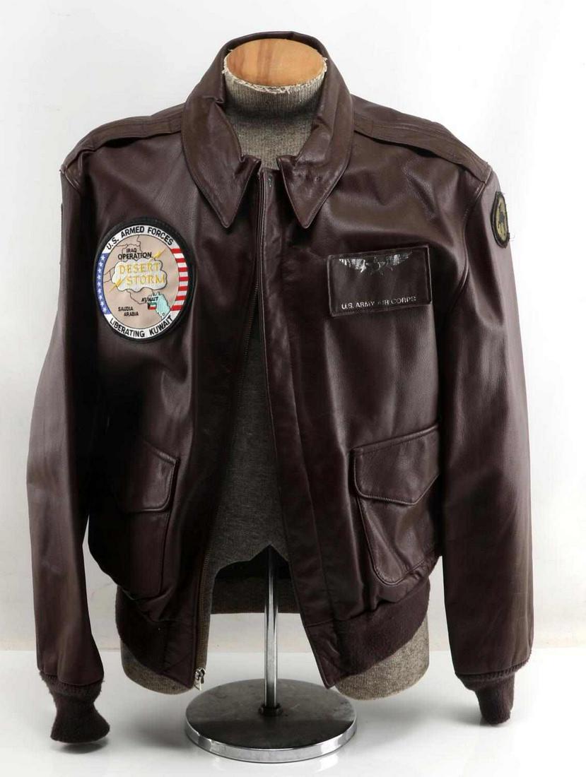 COOPER A-2 FLIGHT JACKET 44R DESERT SHIELD PATCHES: Left sleeve has 81st Arcom right has Military Intel 513th Brigade, with desert storm Breast patch. Like new condition 44 regular, Velcro left breast.