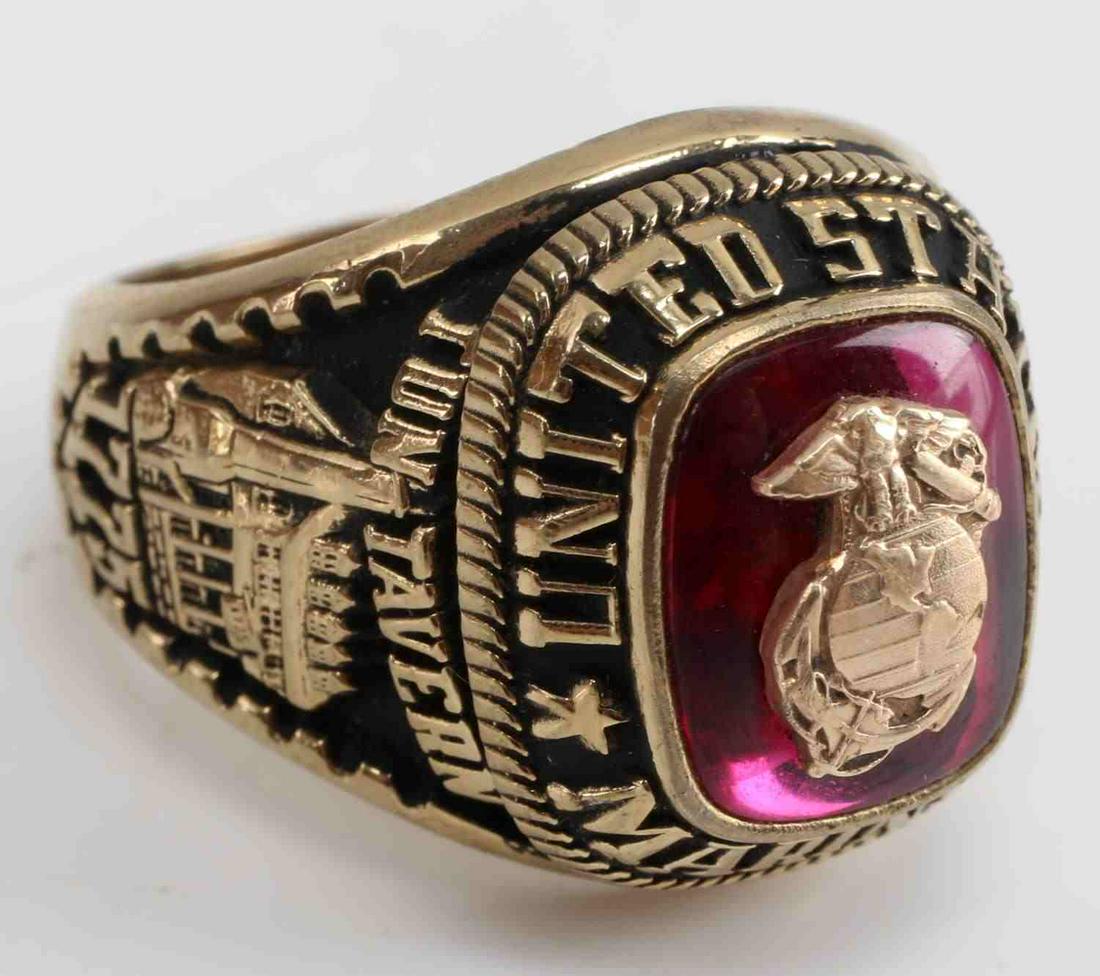 USMC MARINE CORP SIGNET RING SIZE 10 MENS: Like new condition, quality wearable gold plate USMC ring.