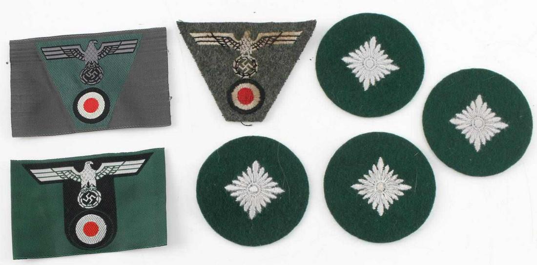WWII GERMAN WEHRMACHT & ARMY M43 CAP PATCHES: Includes: 4 Wehrmacht senior private patches and 3 M43 cap patches. Good condition.