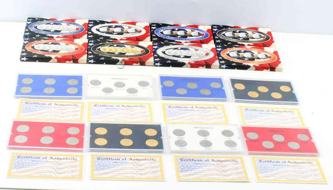 2009 GOLD PLATINUM TERRITORY & STATE QUARTER SETS: 8 Sets 3 territory sets and 5 state sets.
