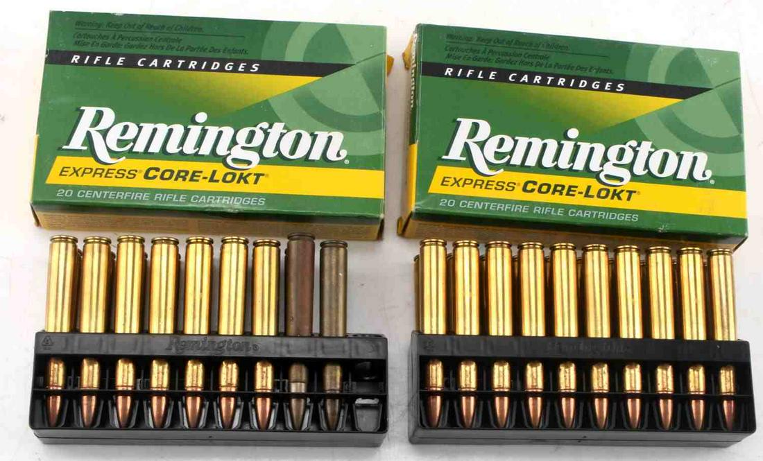 REMINGTON EXPRESS CORE LOKT 30 06 RIFLE CARTIRIDGE: Two boxes of Remington express Core-Lokt 30-06 Springfield 150 gr PSP R30062 ammunition, 40 centerfire rifle cartridges in total
