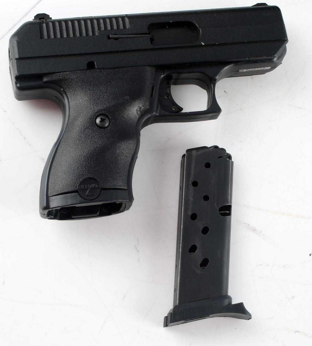 HI POINT MODEL C9 9MM SEMI AUTOMATIC HANDGUN: Hi Point Model C9 9MM Semi-Automatic Handgun. Steel and polymer construction. Comes with one 8 round magazine. S/N is stamped on the bottom of the barrel. Barrel measures 3.5 inches. The bore looks to