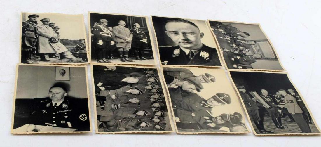 WWII GERMAN PHOTOGRAPHS OF HIMMLER LOT OF 8: Lot of 8 WWII photographs of German Military officials from closed Ukrainian archive. 6 photographs feature Heinrich Himmler. Photographs measure 5 inches by 3.50 inches. Good condition. Unauthenticat