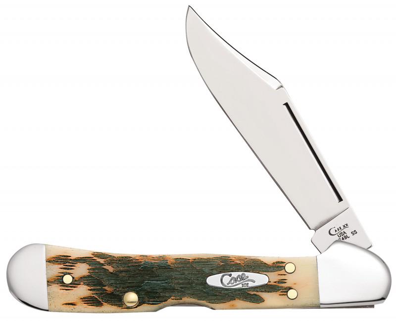 CASE AMBER BONE PEACH SEED MINI COPPERLOCK KNIFE: This Mini Copperlock® is a part of the Amber Bone Family. Amber Bone color and Peach Seed jig are signatures of the Case brand and the true heart of the case line. The Copperlock® knife is an origin