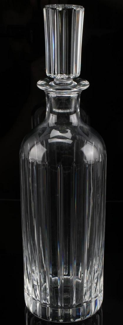 BACCARAT HARMONIE CRYSTAL WINE DECANTER & STOPPER: This lot includes a Baccarat Harmonie crystal wine decanter with a crystal stopper. It comes in it's original box in great condition. Both the stopper and decanter have Baccarat makers marks.
