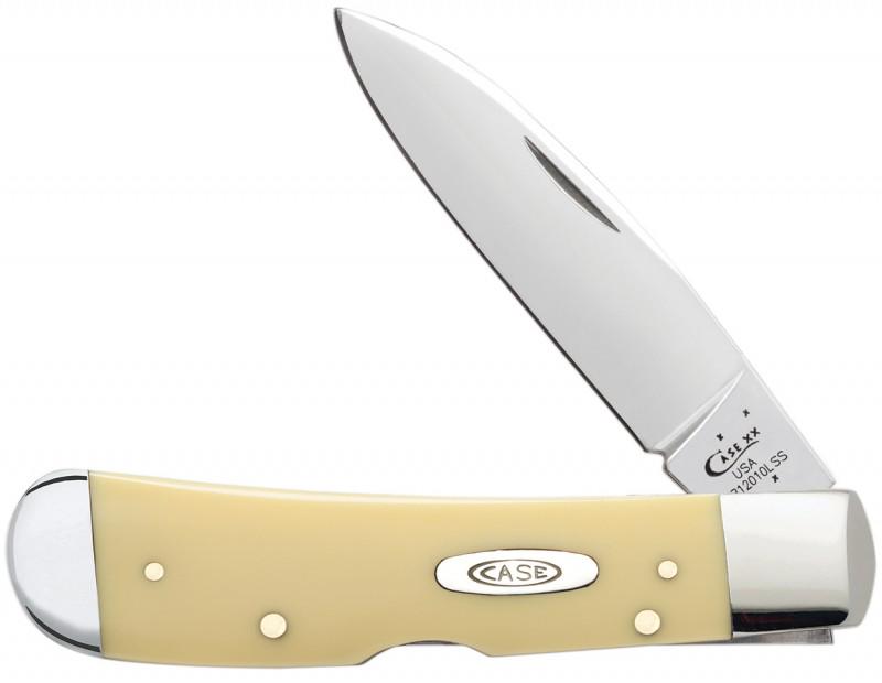 CASE YELLOW SYNTHETIC TRIBAL LOCK 80165: Locking Spear Blade 4 ? in (10.5 cm) closed, 3.3 oz (92.1 g). The distinctive yellow handle brightens this family while maintaining its toughness, making it one of the most beloved in the Case line. T