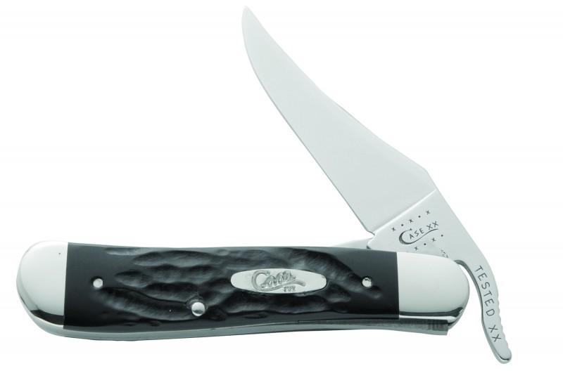 CASE ROUGH BLACK SYNTHETIC JIG RUSSLOCK 18224: One-Hand Opening Clip Blade 4 ¼ in (10.8 cm) closed, 2.7 oz (76.5 g) • Liner Lock. This rugged, synthetic handle is inspired by our "Gum Fuddy" knives of World War II. This lot has a reserve.