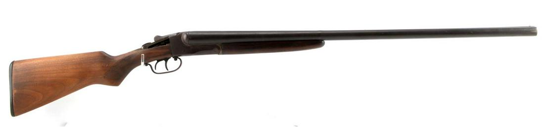 ANTIQUE J STEVENS SIDE BY SIDE 12 GAUGE SHOTGUN: Early 1900's production. Barrels measure 30 inches long with good clear bores, Stevens and bird engraved to left side plate, maker marked to right side plate, Selected Forged Steel and proof tested 12