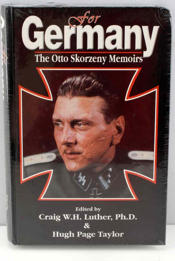 WWII FOR GERMANY WAFFEN SS OTTO SKORZENY MEMOIRS: For Germany The SS Otto Skorzeny Memoirs. Measures 6 1/4" wide by 9 1/4" tall. This book covers the life of Waffen SS Officer Otto Skorzeny. Published by Roger Bender Publishing in 2005. Written by au
