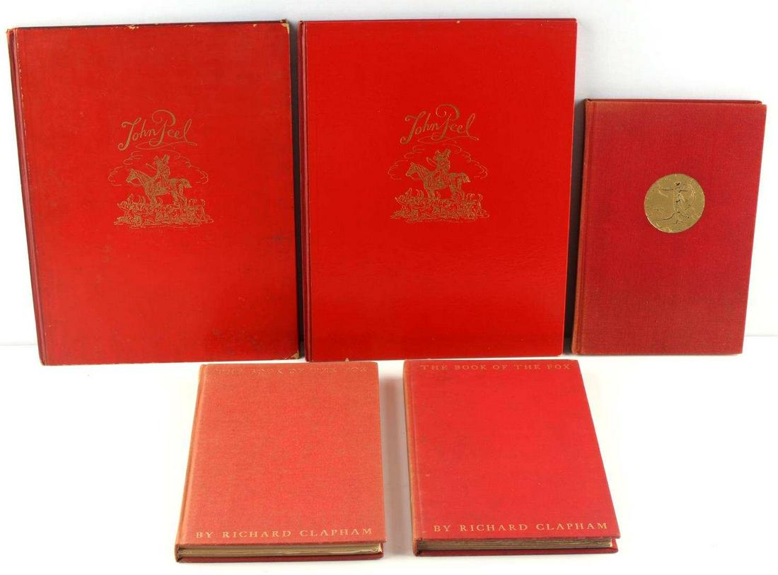 LOT OF 5 DERRYDALE PRESS BOOKS & SHEET MUSIC: Lot of 5 Derrydale Press books & sheet music to include 2 copies of "The Book of the Fox" by Richard Clapham, copyrighted in 1931 by the Derrydale Press. "A decade of American Sporting Books and Print
