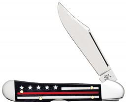 CASE BLACK SMOOTH BONE W STRIPES COPPERLOCK KNIFE: 61749L SS • Locking Clip Blade Embellished Smooth Natural Bone Handle with Black, White and Red Color Wash 3 ? in (9.2 cm) closed, 2.0 oz (56.7 g). Heroism and sacrifice are remembered in theStripes