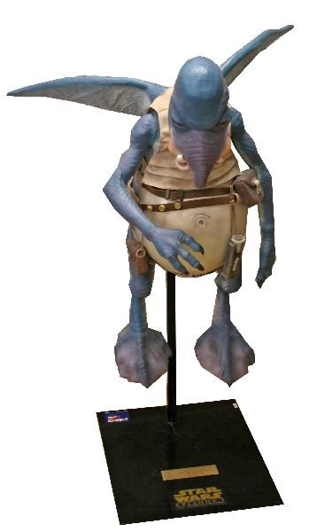 STAR WARS EPISODE I LIFE SIZE WATTO PEPSI DISPLAY: Life size limited edition Star Wars Watto. This was a Pepsi display from Episode I The Phantom Menace. On black metal stand. In very good condition with little wear.